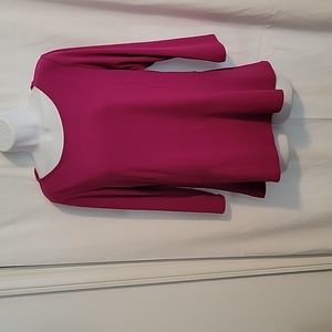 Dennis Basso Caviar Crepe Peplum Top with Princess Seams, size Small